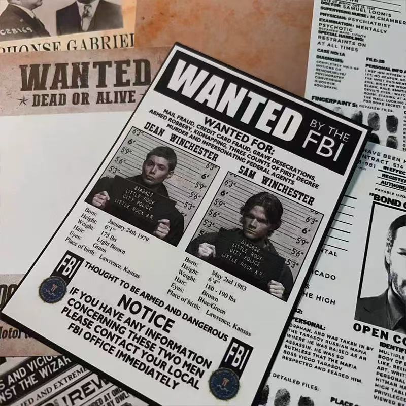 0719 A4 size Dark Wanted Style Paper 2 pcs