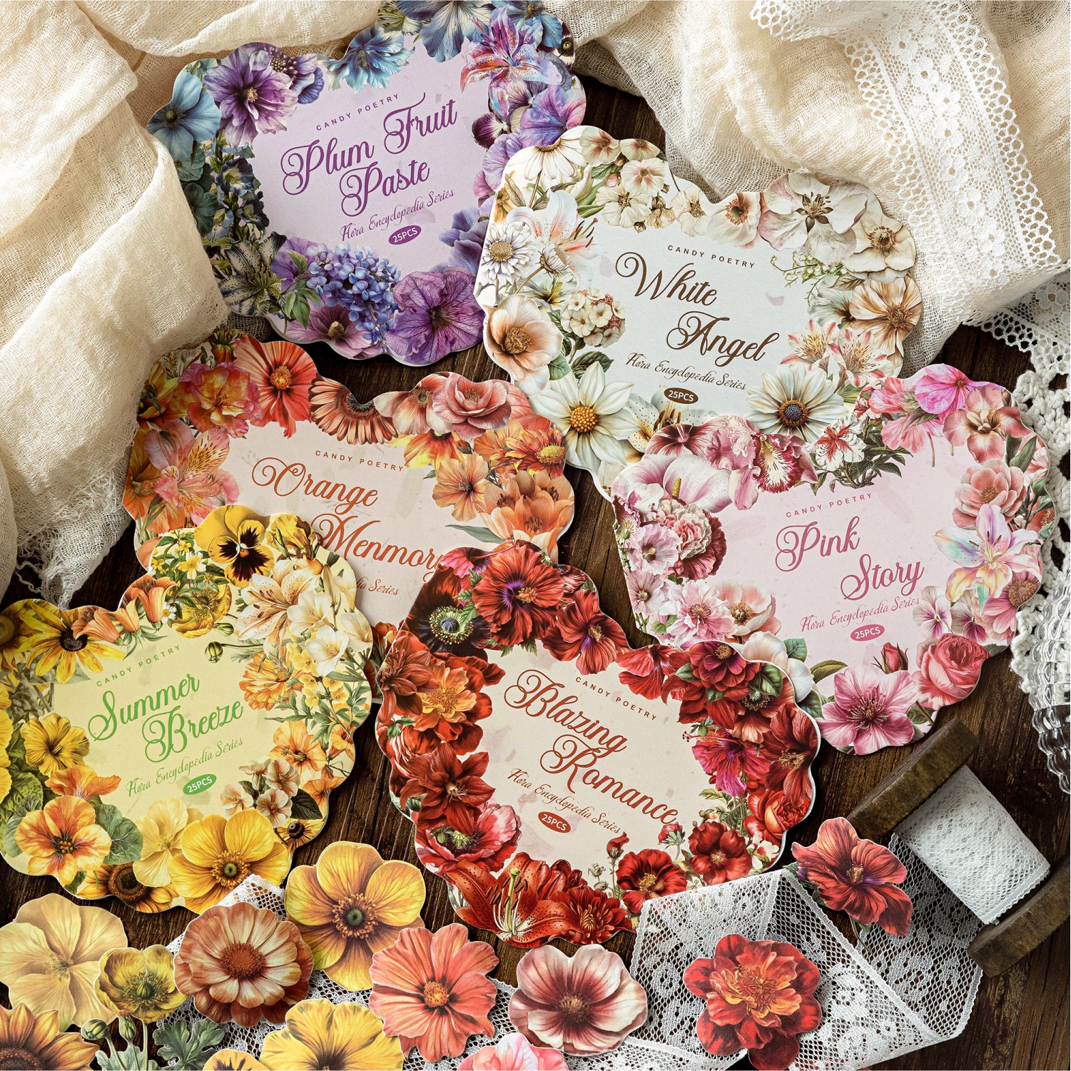 0725 Flower cardstock sticker -25Pcs each pack