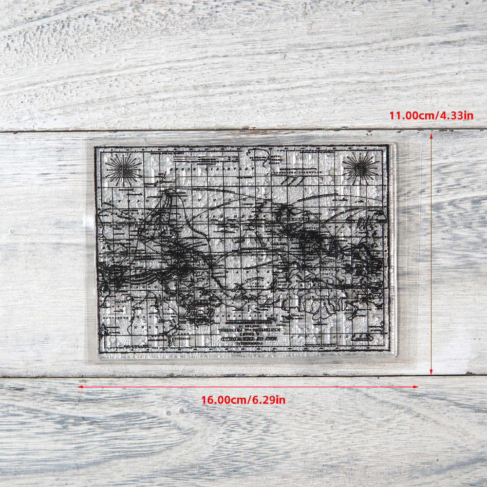 Vintage Old World Map background Stamp (11 x 16 cm)