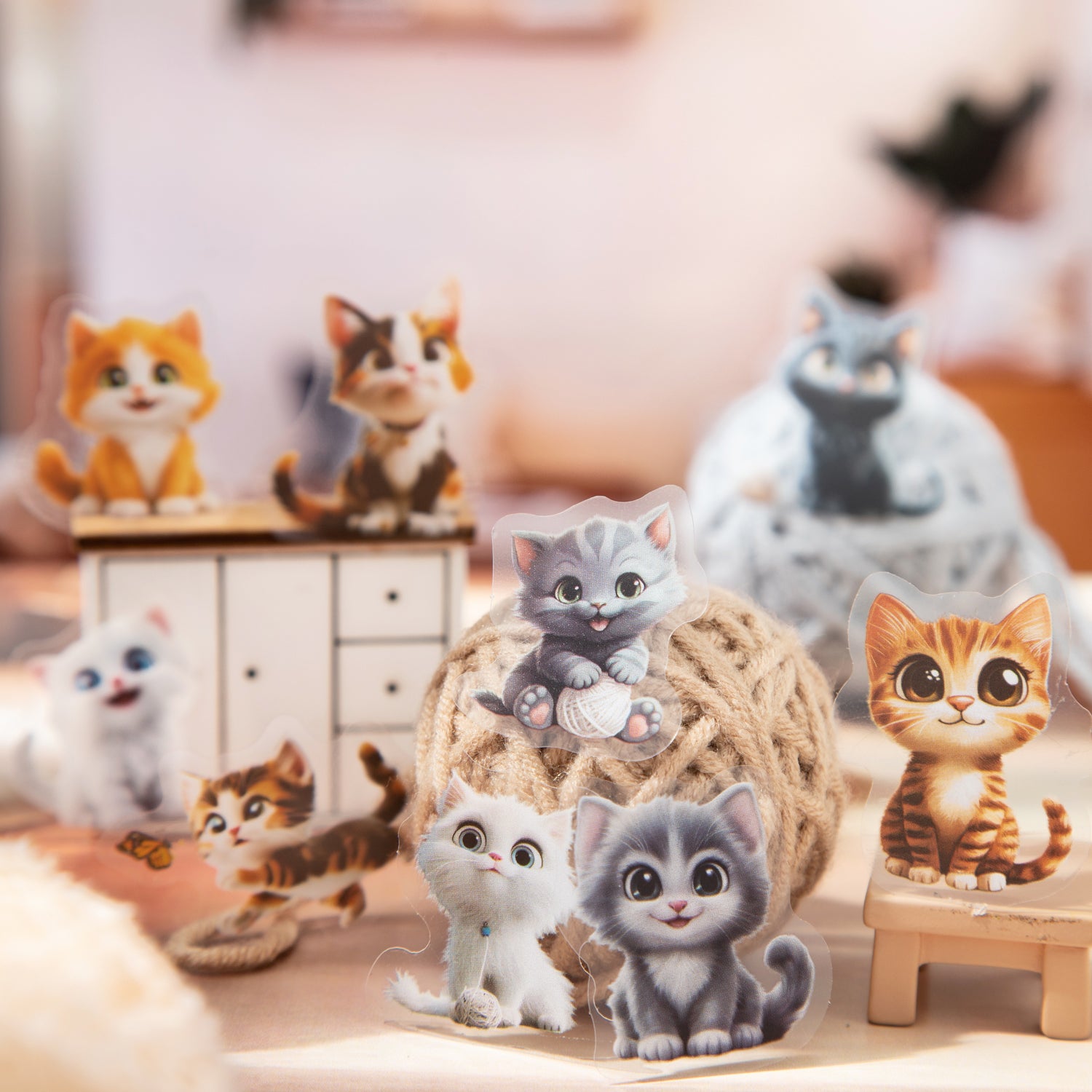 0722 Cat Doll PET sticker -50Pcs each pack