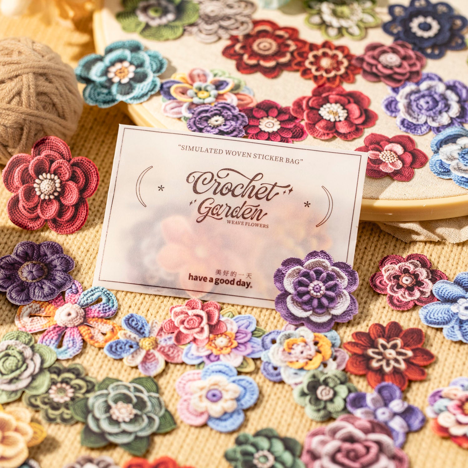 Crocheted Garden Solid Stickers -50Pcs each pack