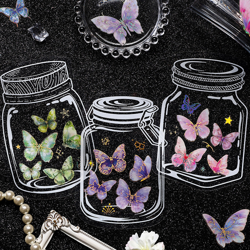 0403 Sparking butterfly shadow Series PET Sticker -4Pcs each pack