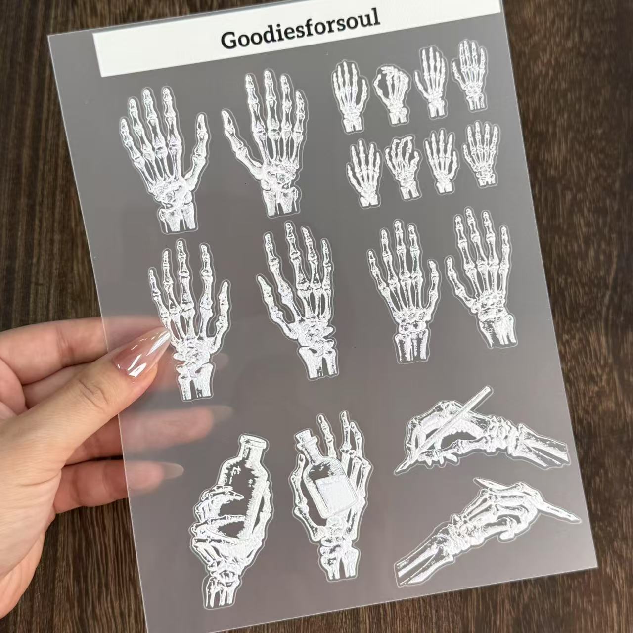 A5 Hand bones PET sticker 1pcs