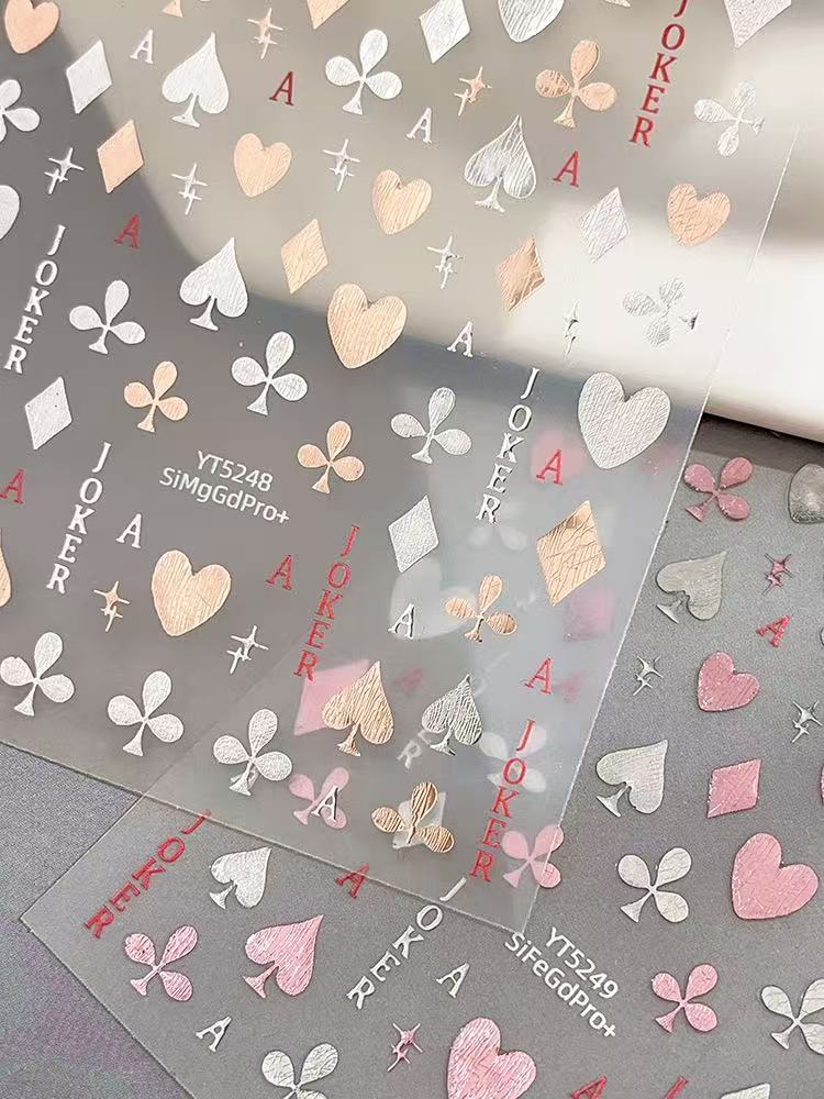 M284- Playing cards Embossed Mini sticker 1 Pcs