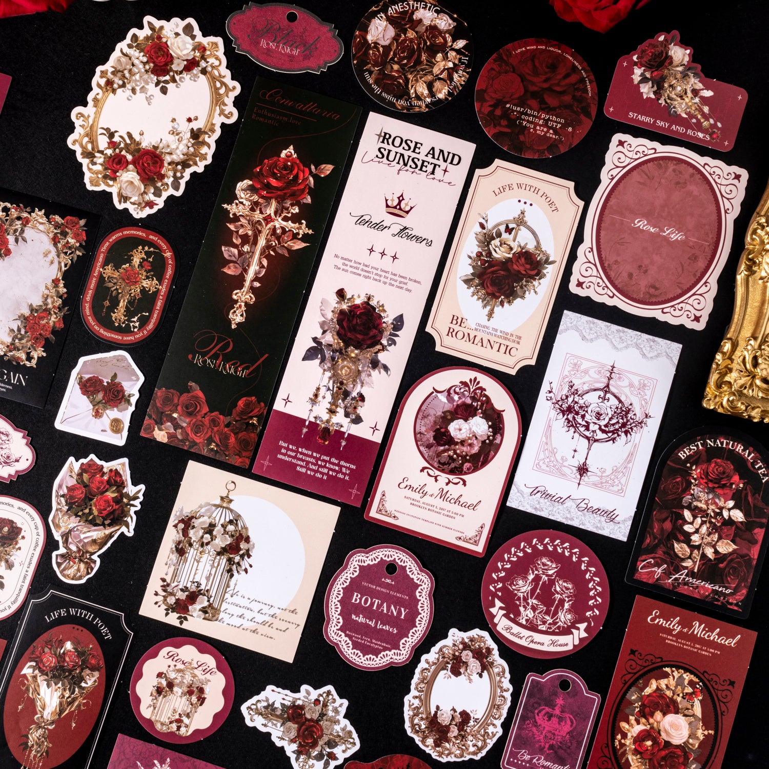 0914 Rose label Sticker -60Pcs each pack