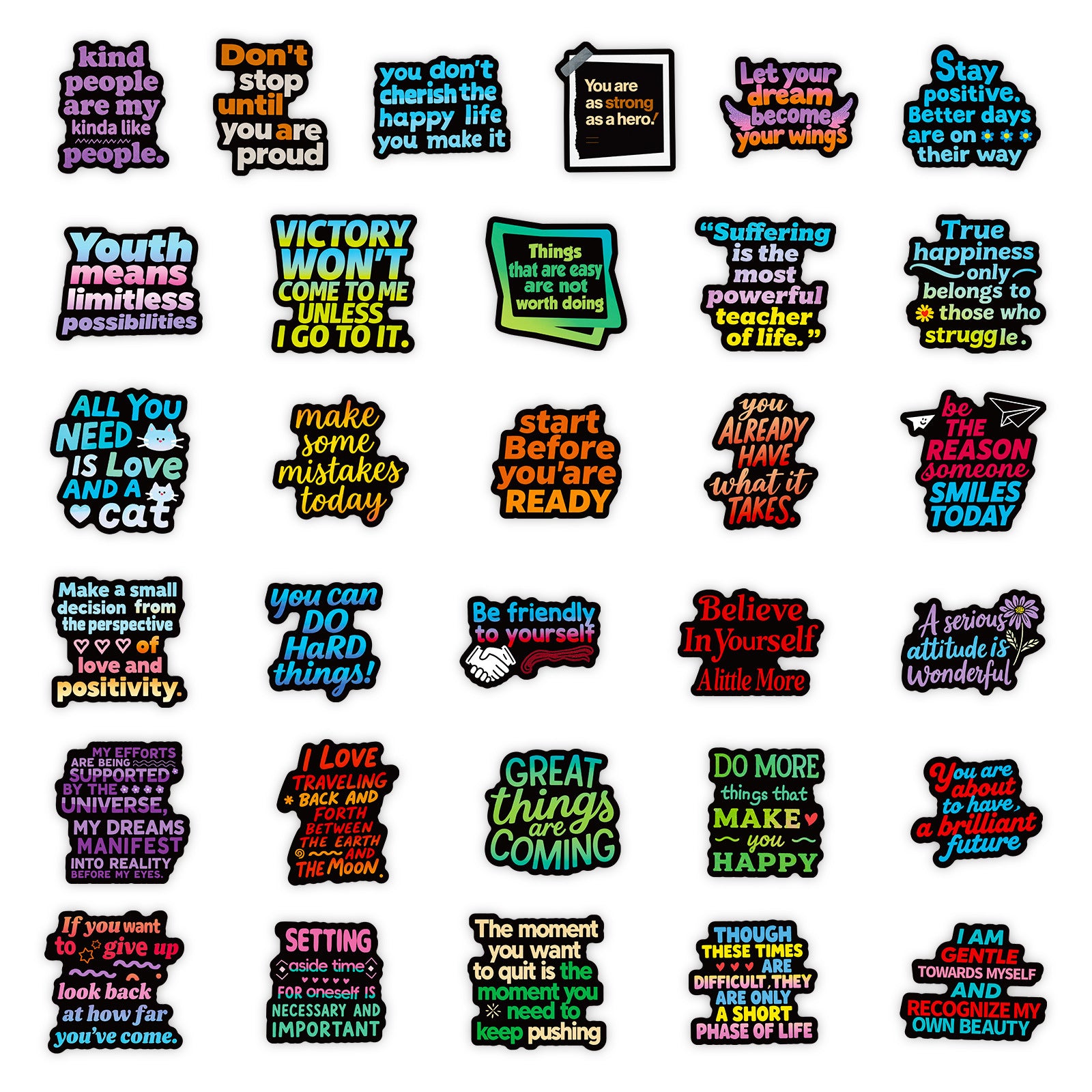50 Inspirational English Quotes Stickers solid with