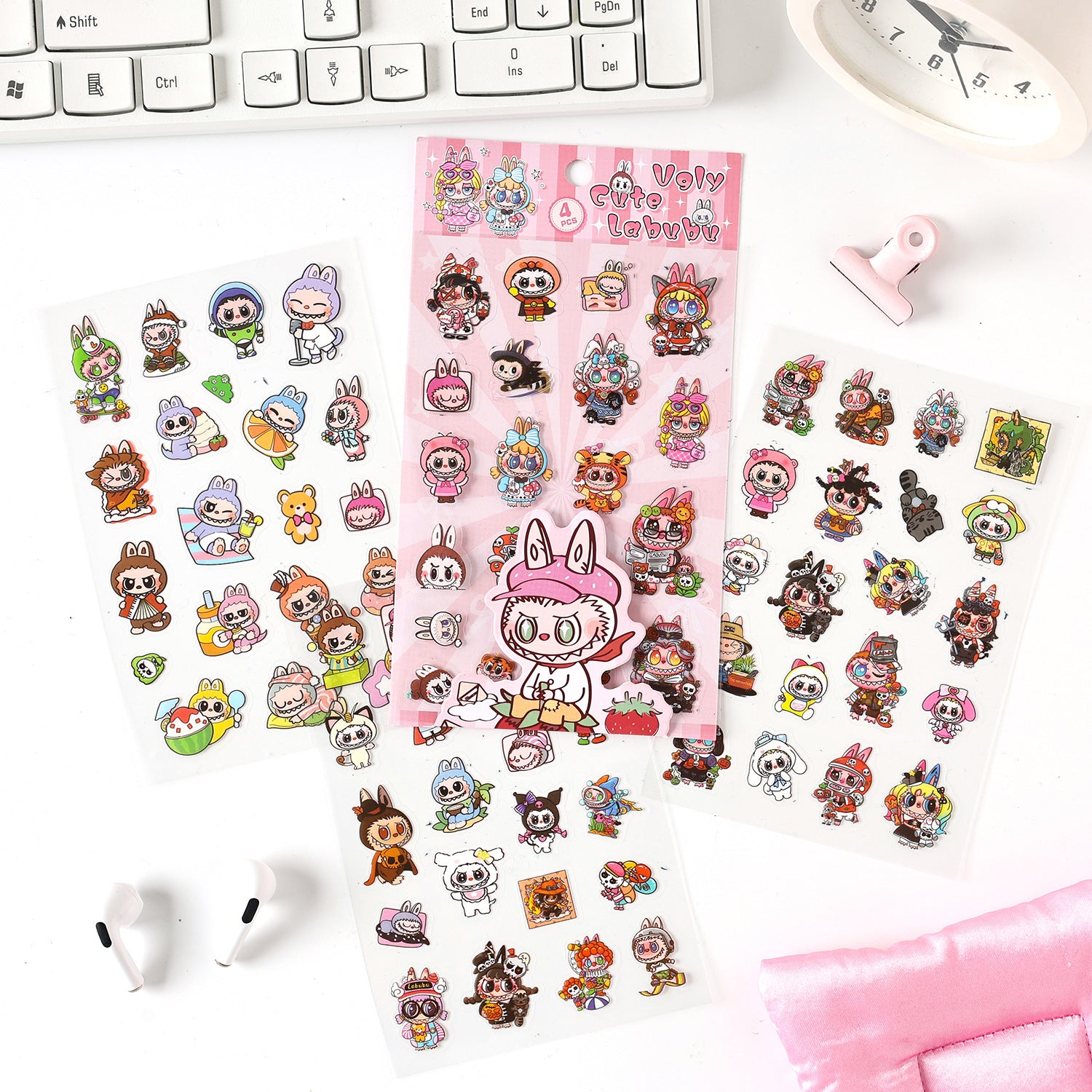 0810 Labubu PET Sticker -4Pcs each pack