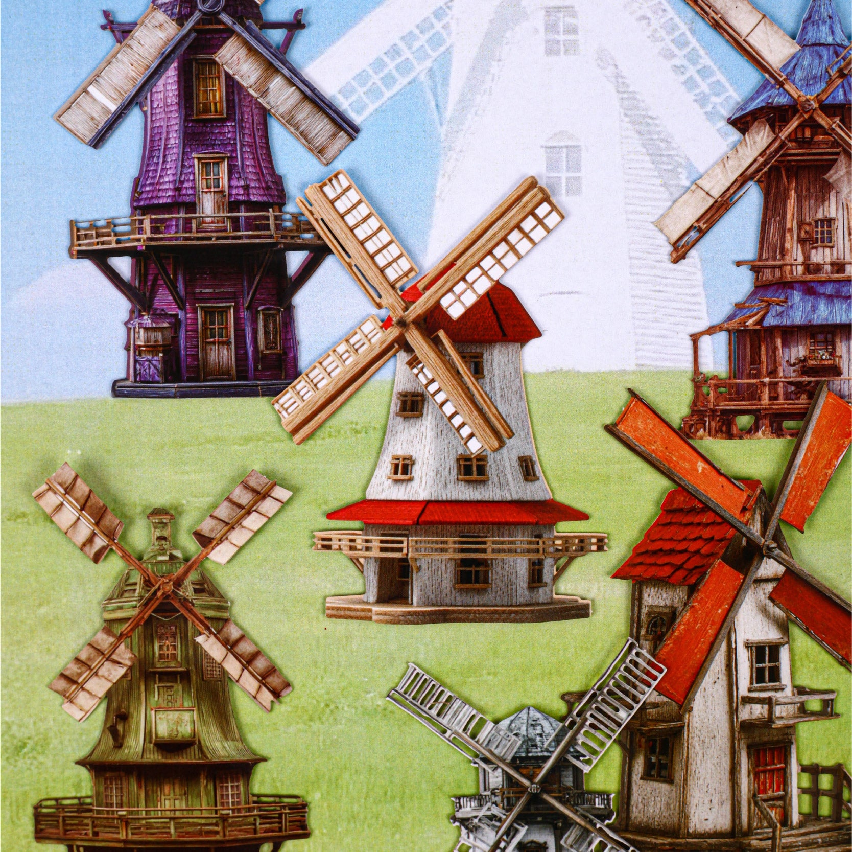 Windmill cardstock Sticker -8Pcs each pack