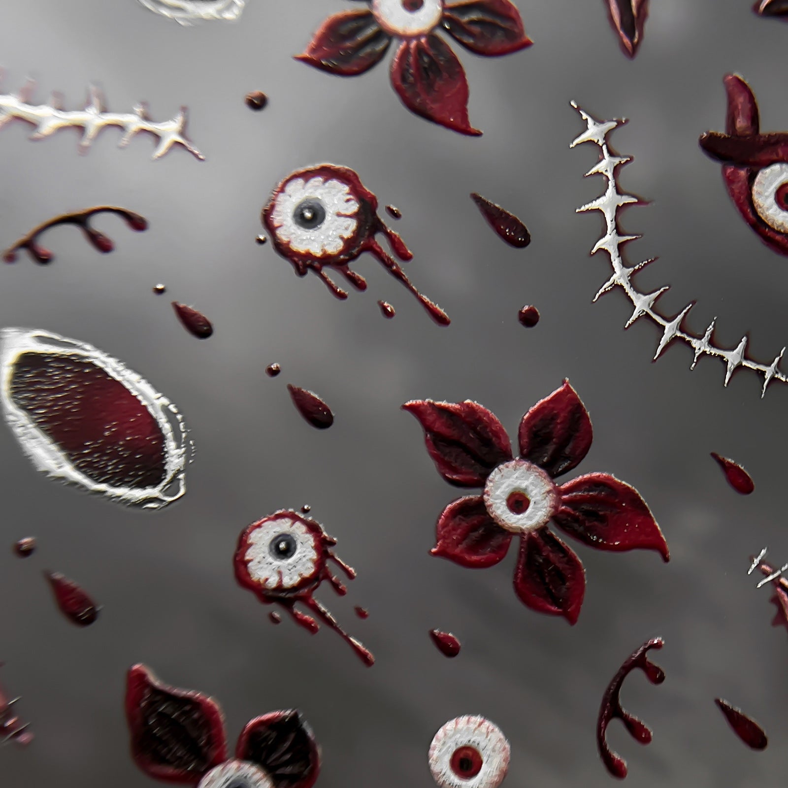 M344- Gothic Style Eyeballs Embossed Mini sticker 1 Pcs
