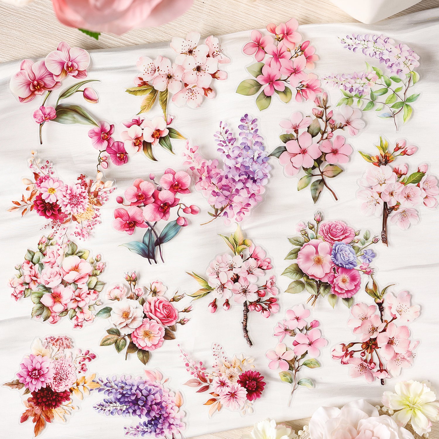 0801 Flower PET Sticker -20Pcs each pack