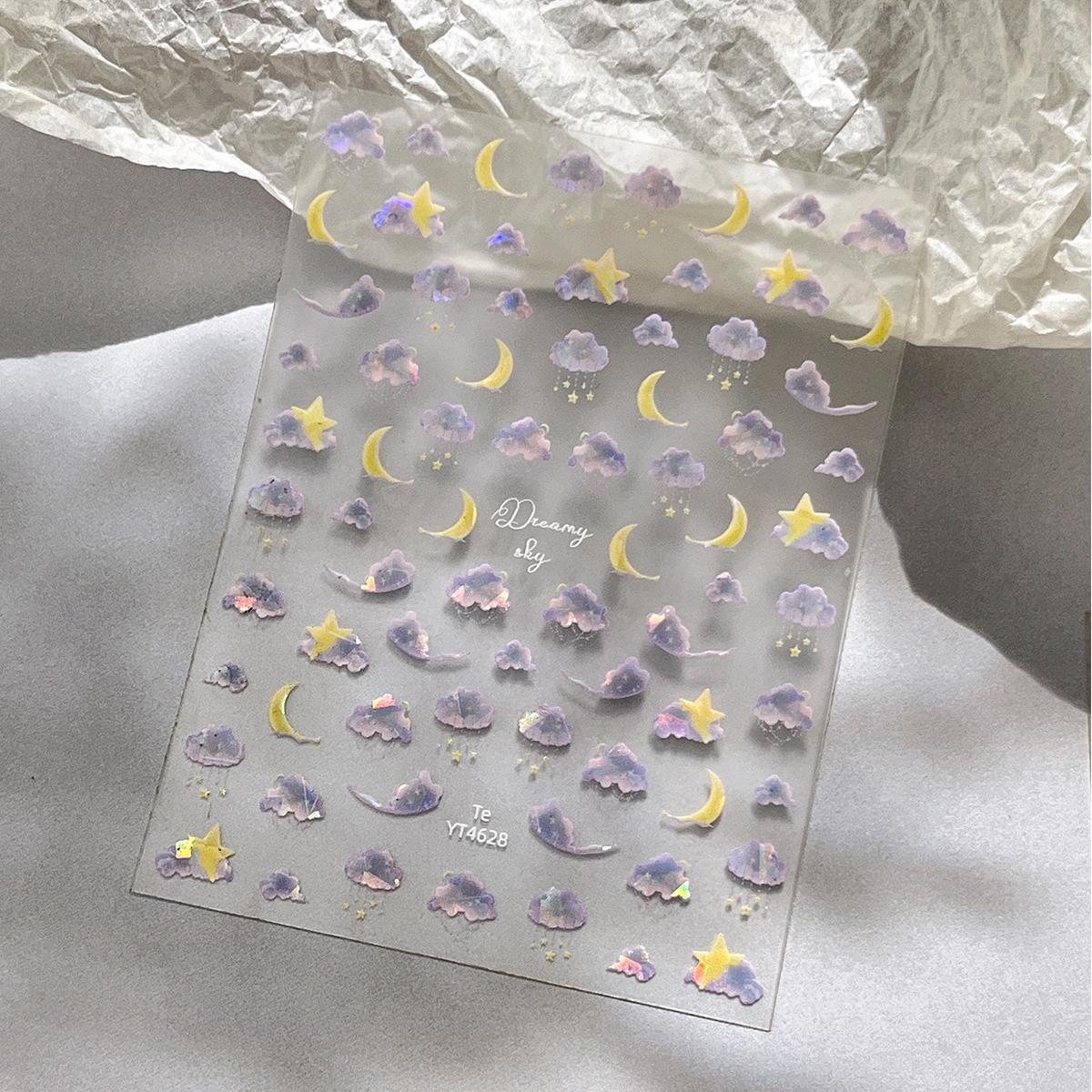 M148- Moon and clouds Flat Mini sticker -1Pcs each pack