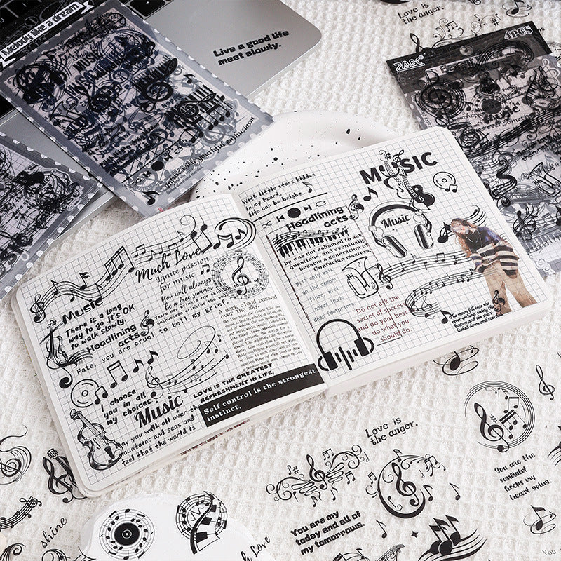 0615 Music note PET Sticker -4Pcs each pack