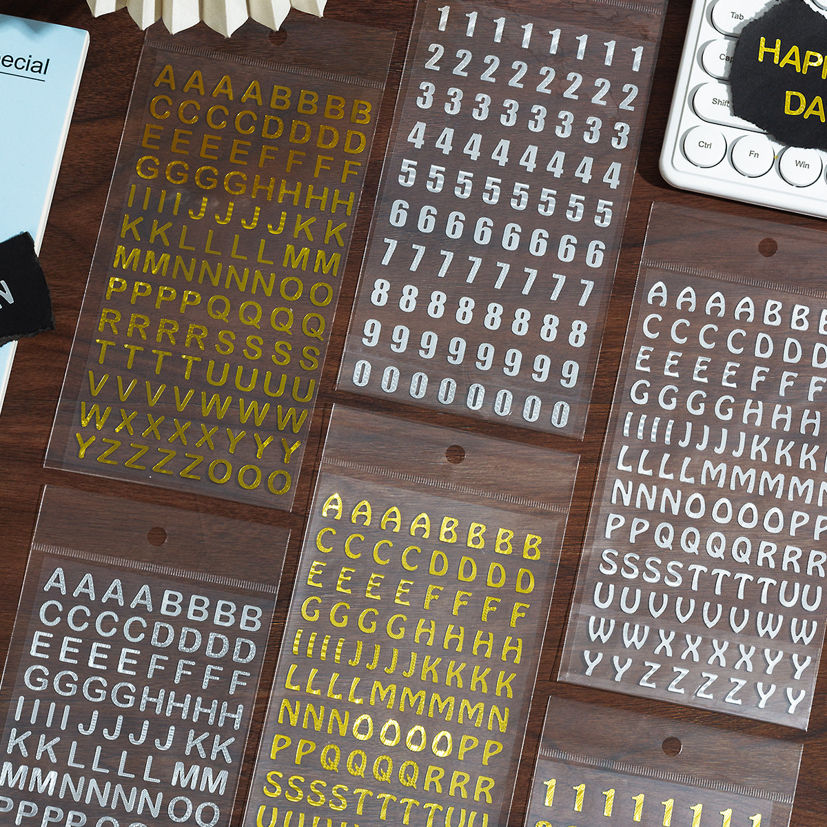 Gold / silver number, letter sticker -1Pcs each pack