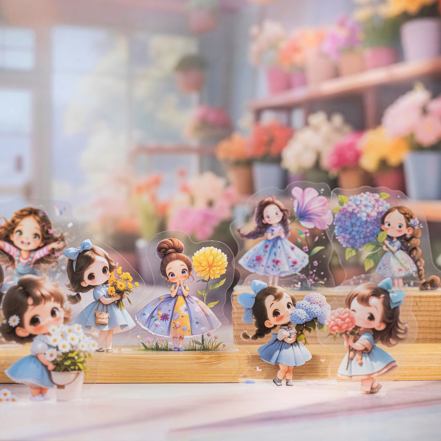 0826 Cute girl PET Sticker -50Pcs each pack