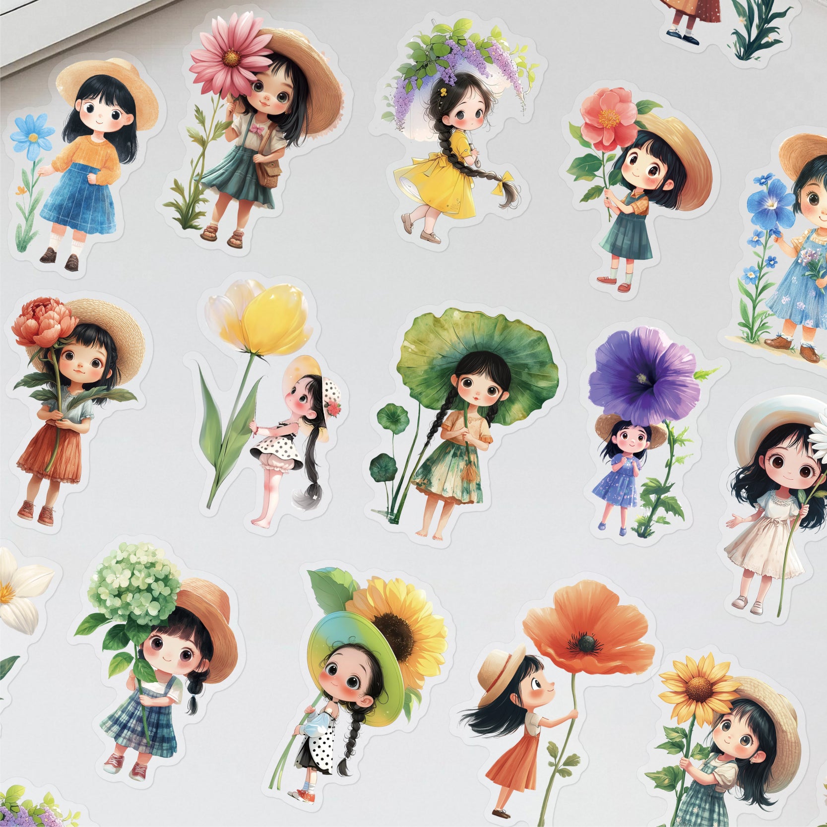 0604 Flower girl PET sticker -20Pcs each pack