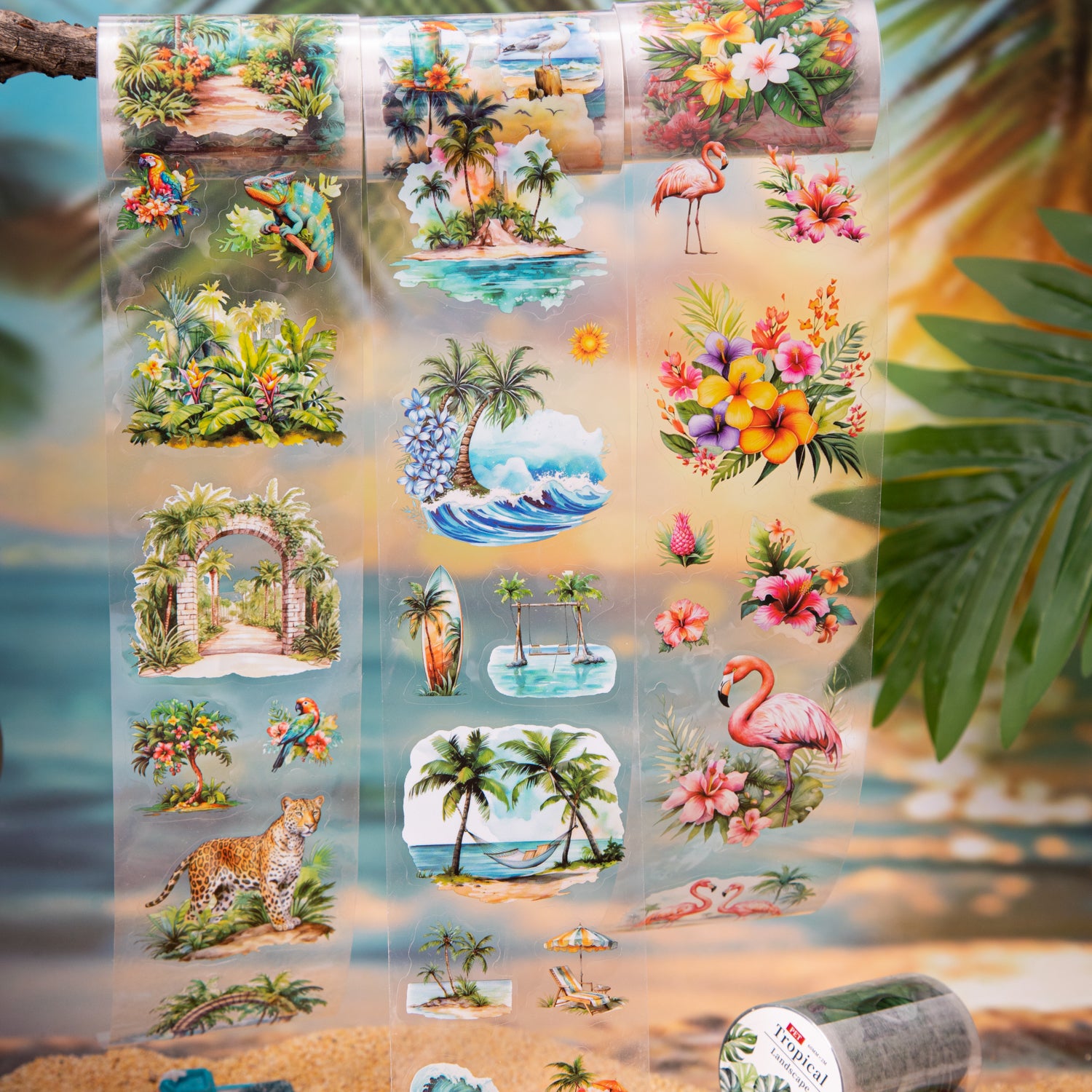 0623 Tropical rainforest PET tape *pre-cut -6cm*2M