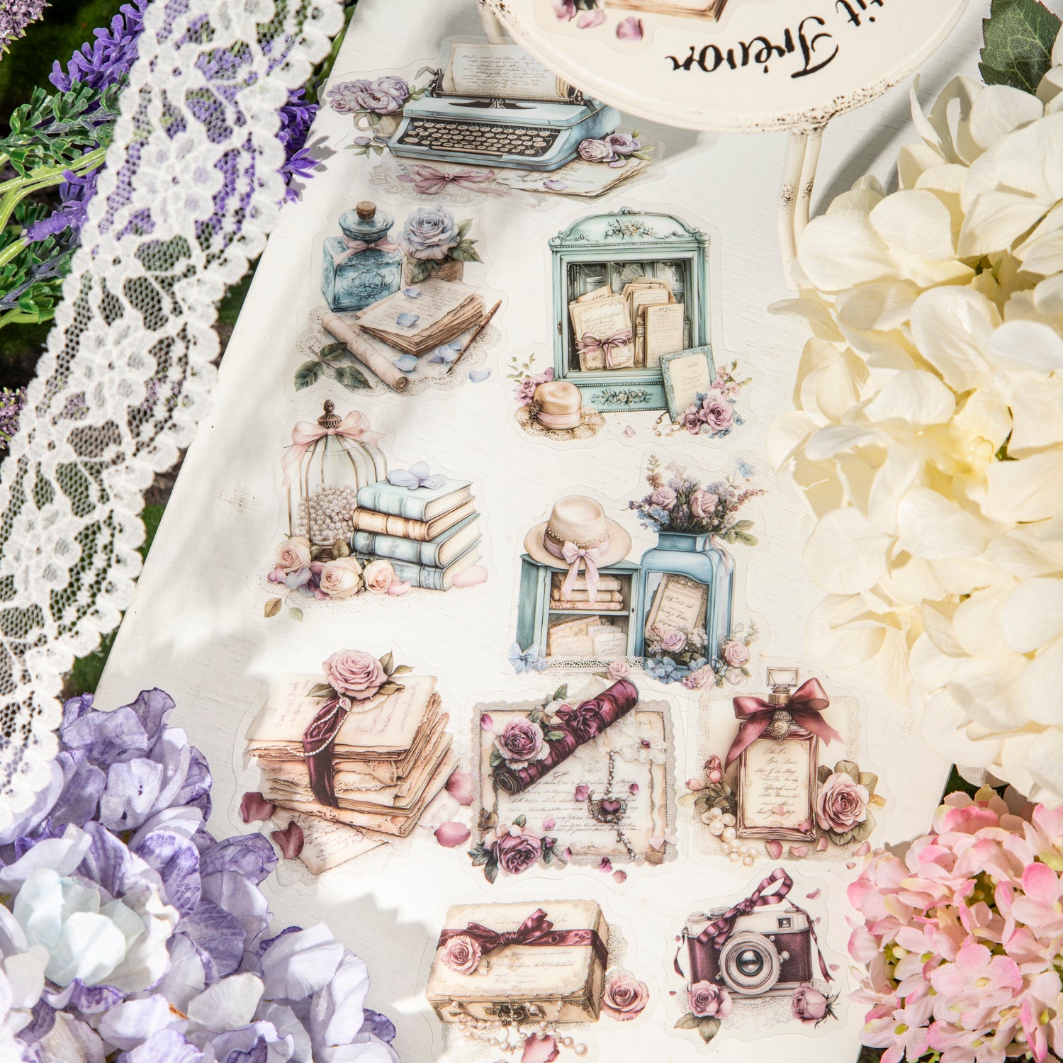 0623 Flowers and letters PET Stickers -15Pcs each pack