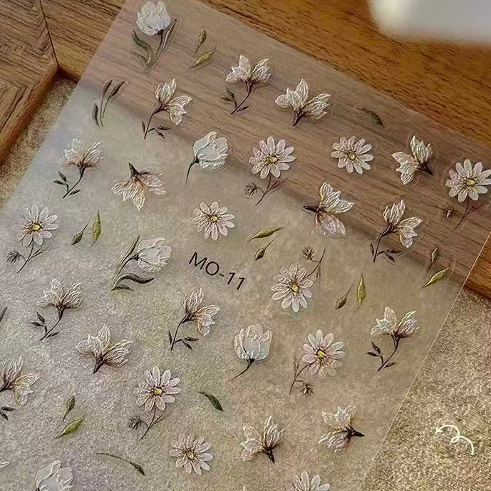 0917 M214- Chrysanthemum Embossed Mini sticker 1 Pcs