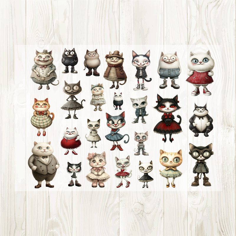 A4 Funny Cat matte PET pre-cut large sticker 1 pack 2 sheets