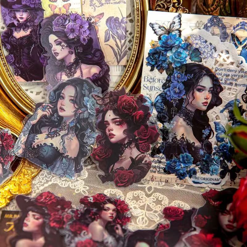 0618 Retro goth girl Sticker -30Pcs each pack