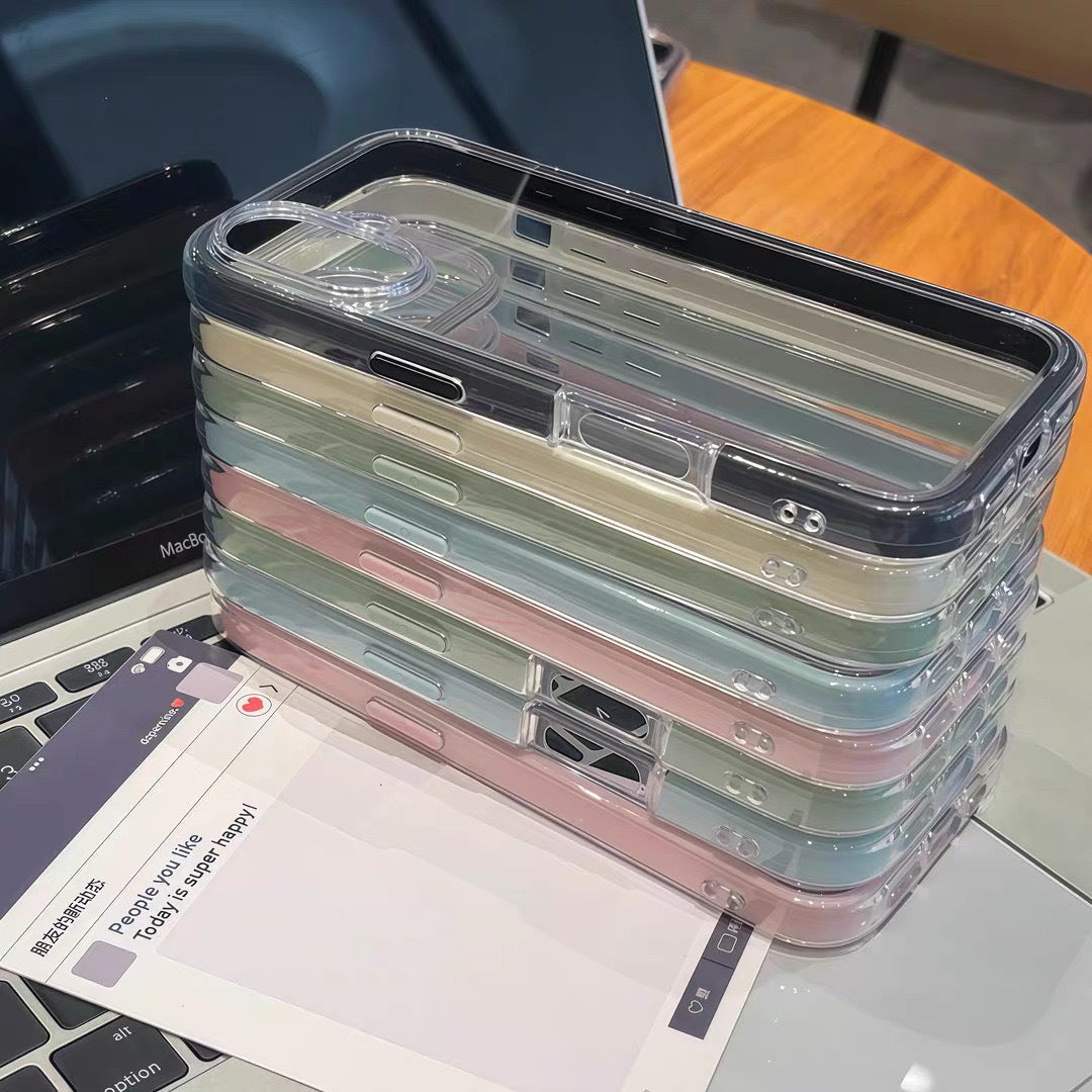 Clear Simple Color Border Phone Case For iPhone