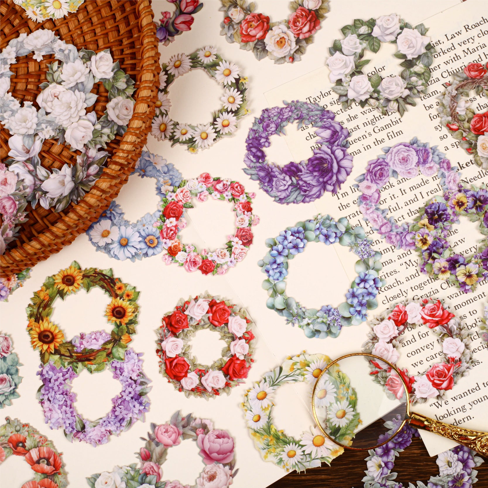 0813 Wreath cardstock Sticker -8Pcs each pack