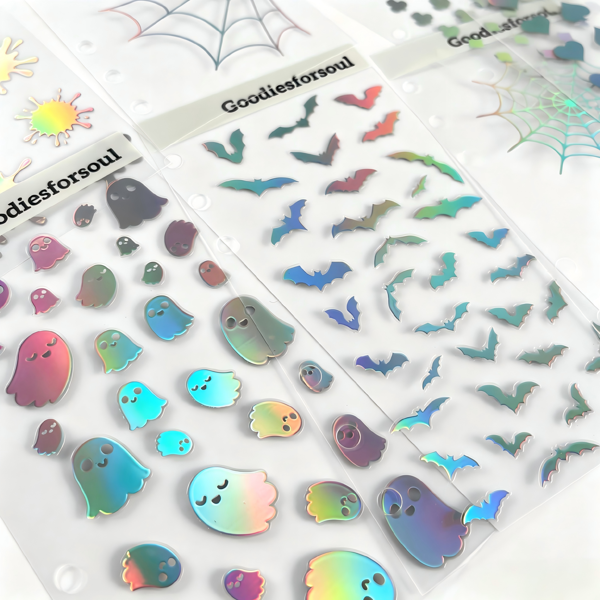 Holographic PET Sticker Bundle, 10 Sheets Assorted Laser Stickers, for Junk Journaling, Scrapbooking & DIY Crafts