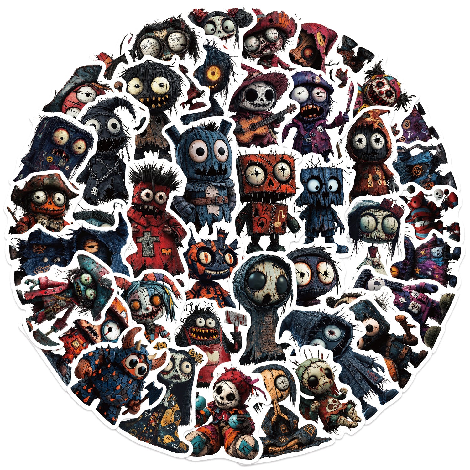 0819 50 Dark doll Stickers solid with white border