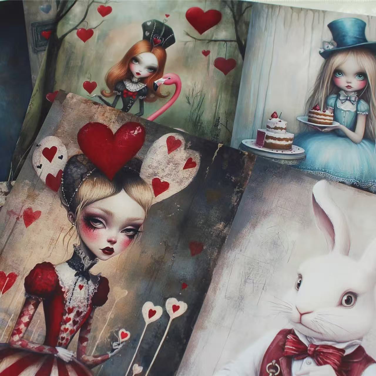 260129 A4 size Dark Alice in Wonderland Style paper 12 pcs