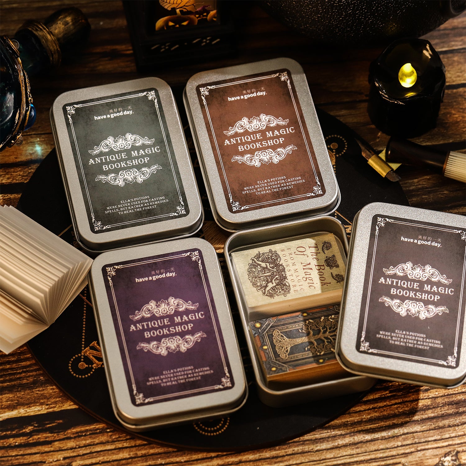 Mini vintage notebook tin box set (2 notebooks)