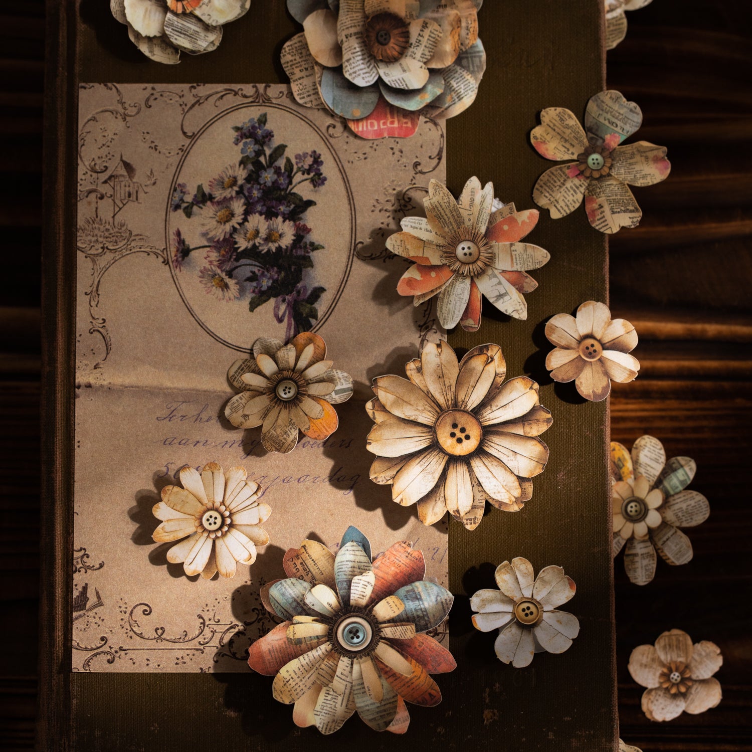 1022 Vintage book pages Solid sticker -20Pcs each pack