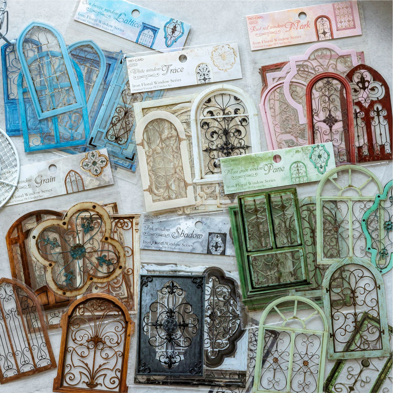 Iron Flower Window PET Stickers -20Pcs each pack