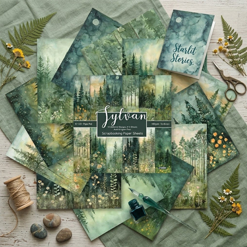 Vintage Sylvan Background Paper -24Pcs each pack