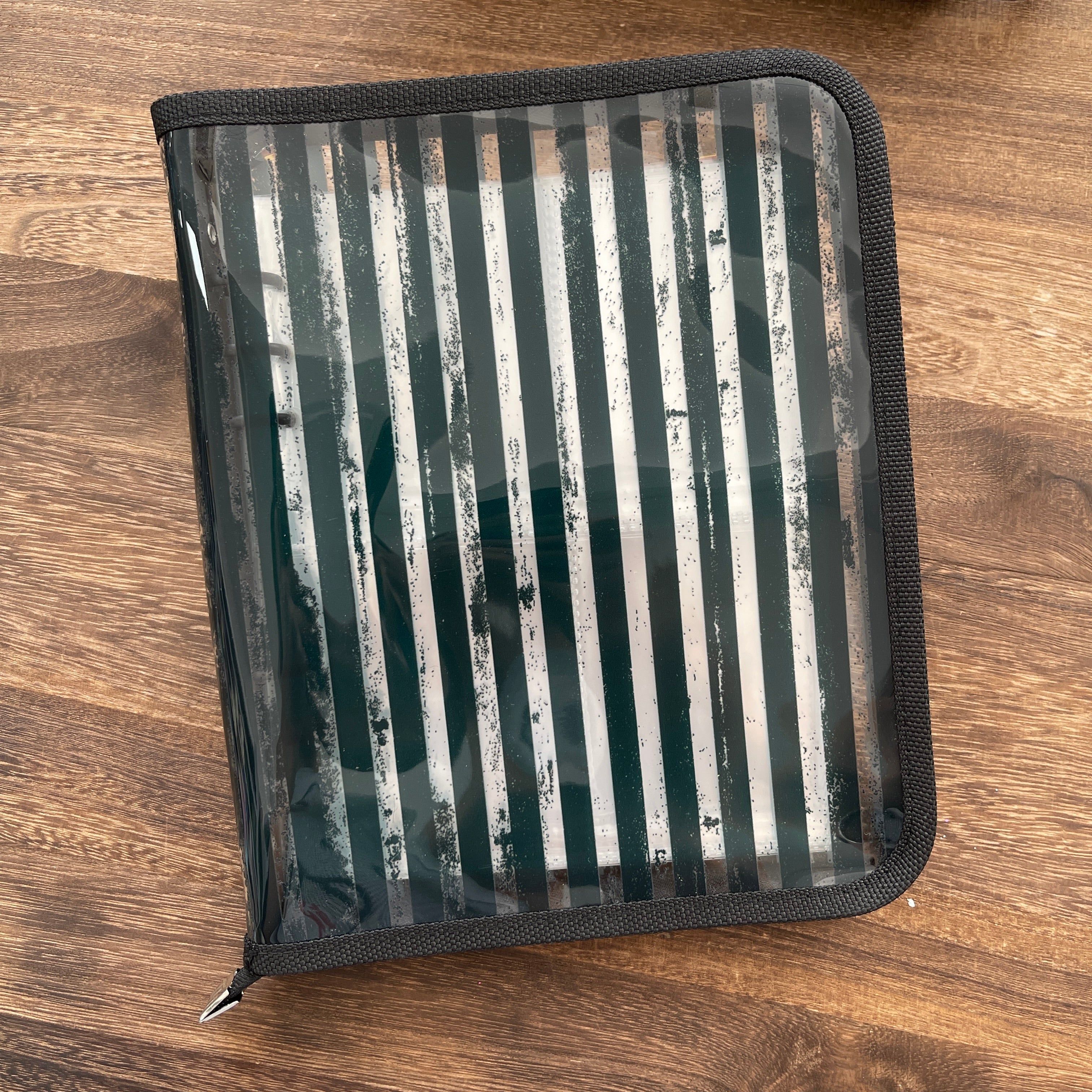 A5 Black stripe clear binder with Zipper + 50 Pcs pocket insert, ATC cards storage book