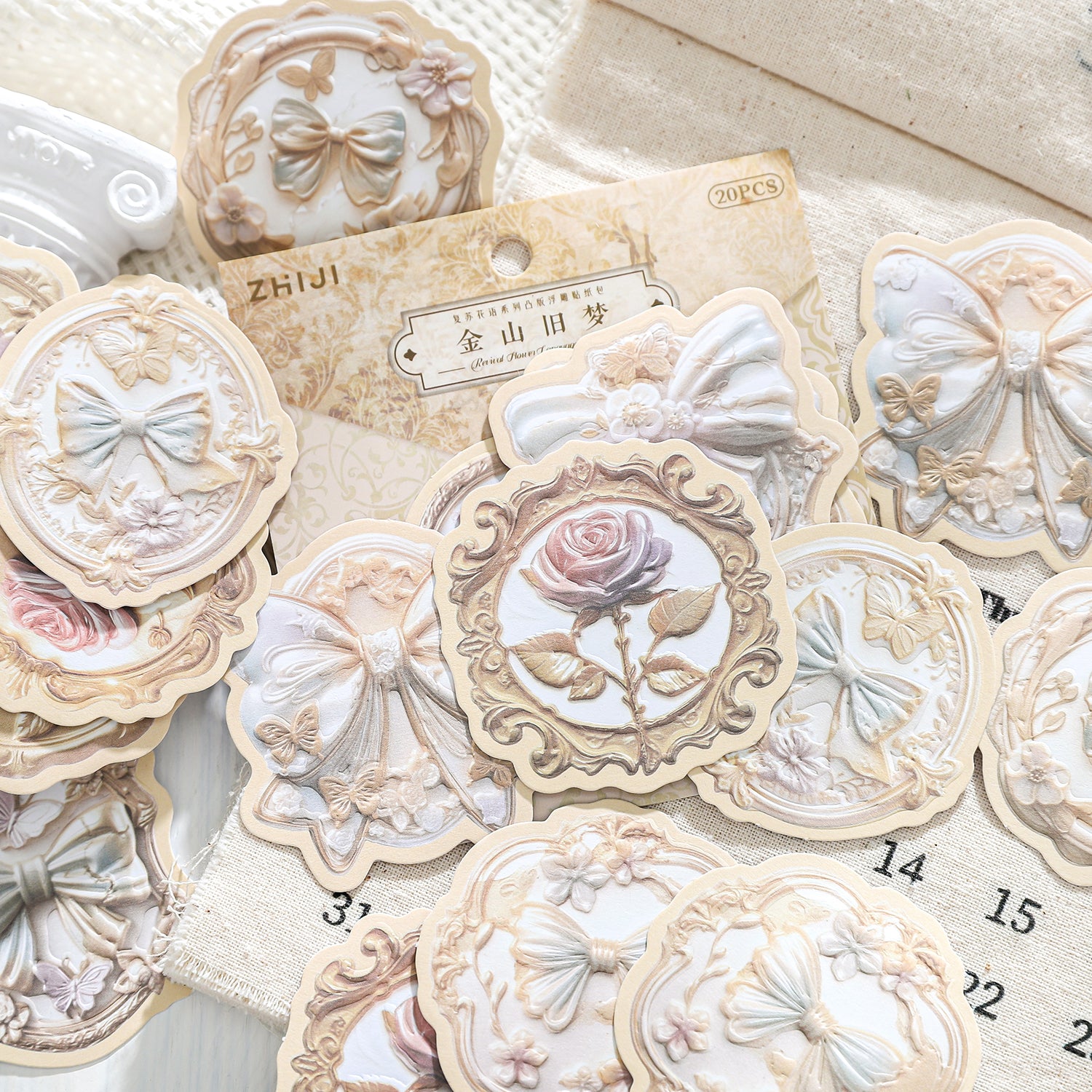 0412 Revival flower language feries Series Embossed Sticker -20Pcs each pack