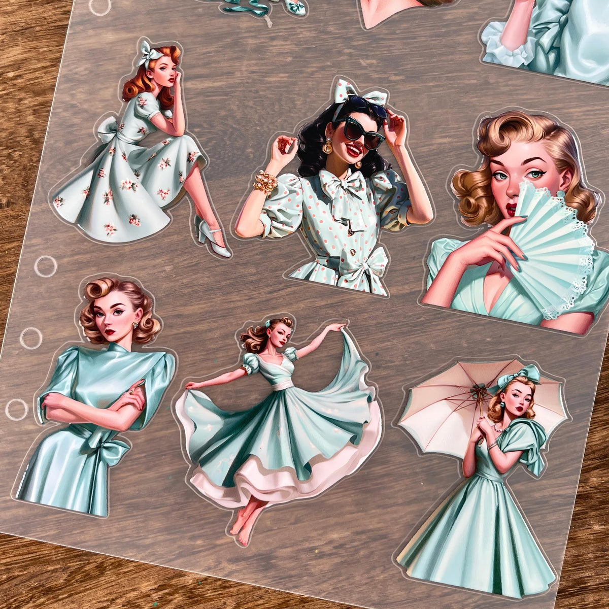3D Elegant Girls PET Sticker 1 Pcs