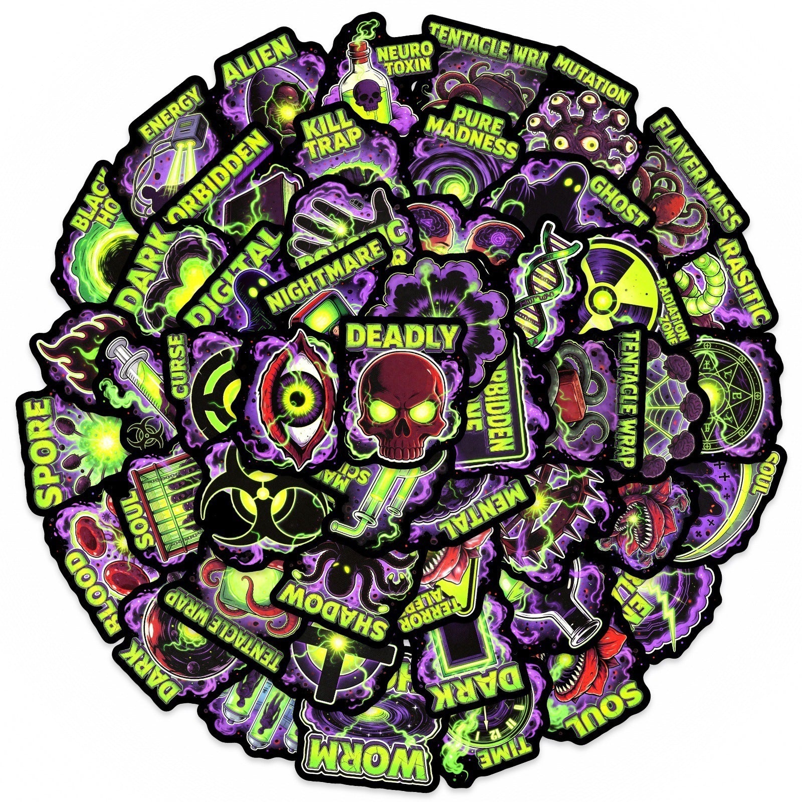 50 Cthulhu Tentacle Demon Stickers solid with Black border