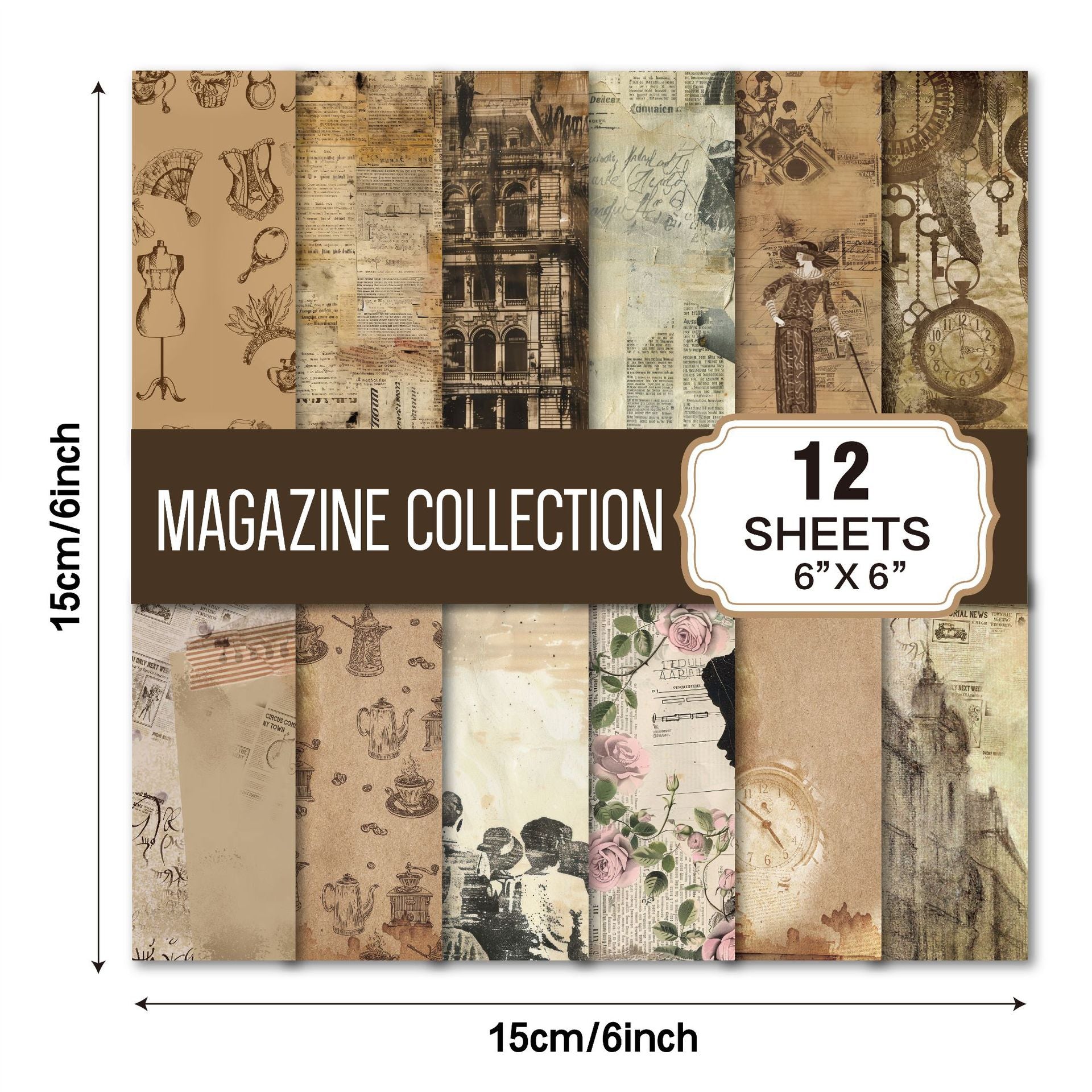 0729 Magazine collection Background Paper -12Pcs each pack