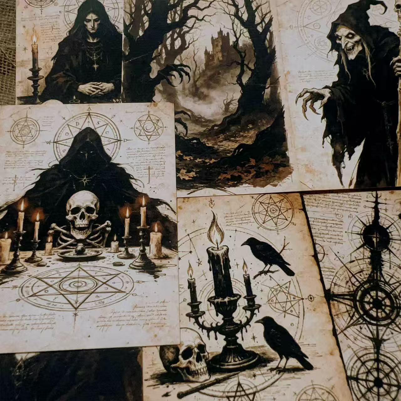 Vintage Dark Magic Wizard paper (14cm x 20cm) -6Pcs each pack