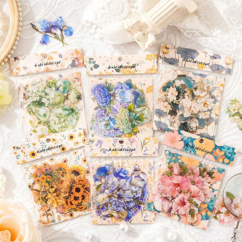 0509 Flowers and bottles PET Stickers -15Pcs each pack