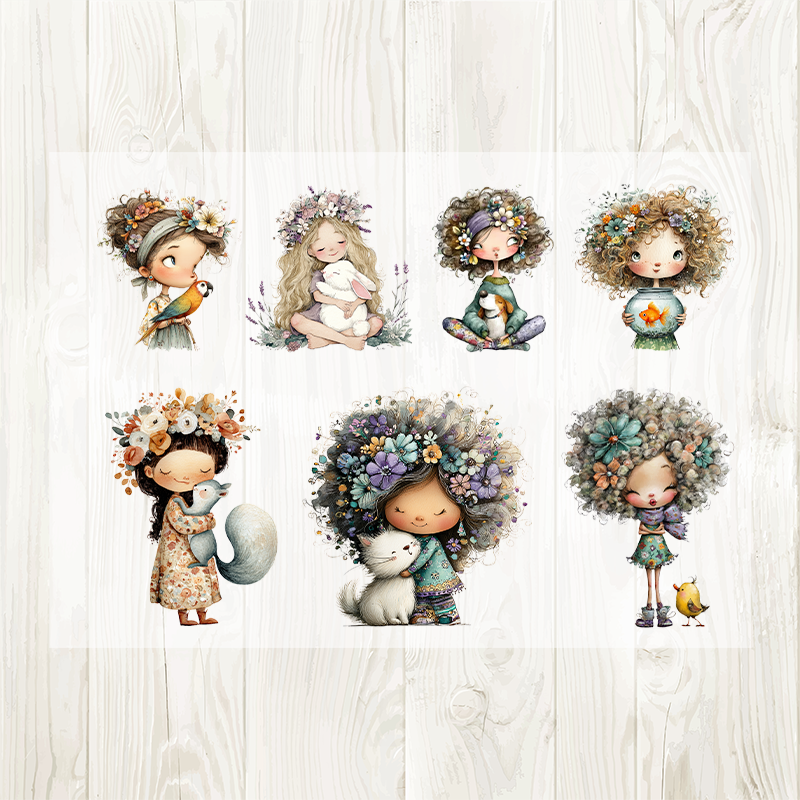A4 Little Girl matte PET pre-cut large sticker 1 pack 2 sheets