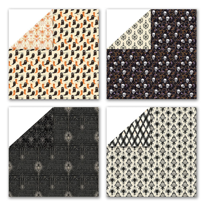 0809 Dark Halloween double-sided pattern background paper 12 inch