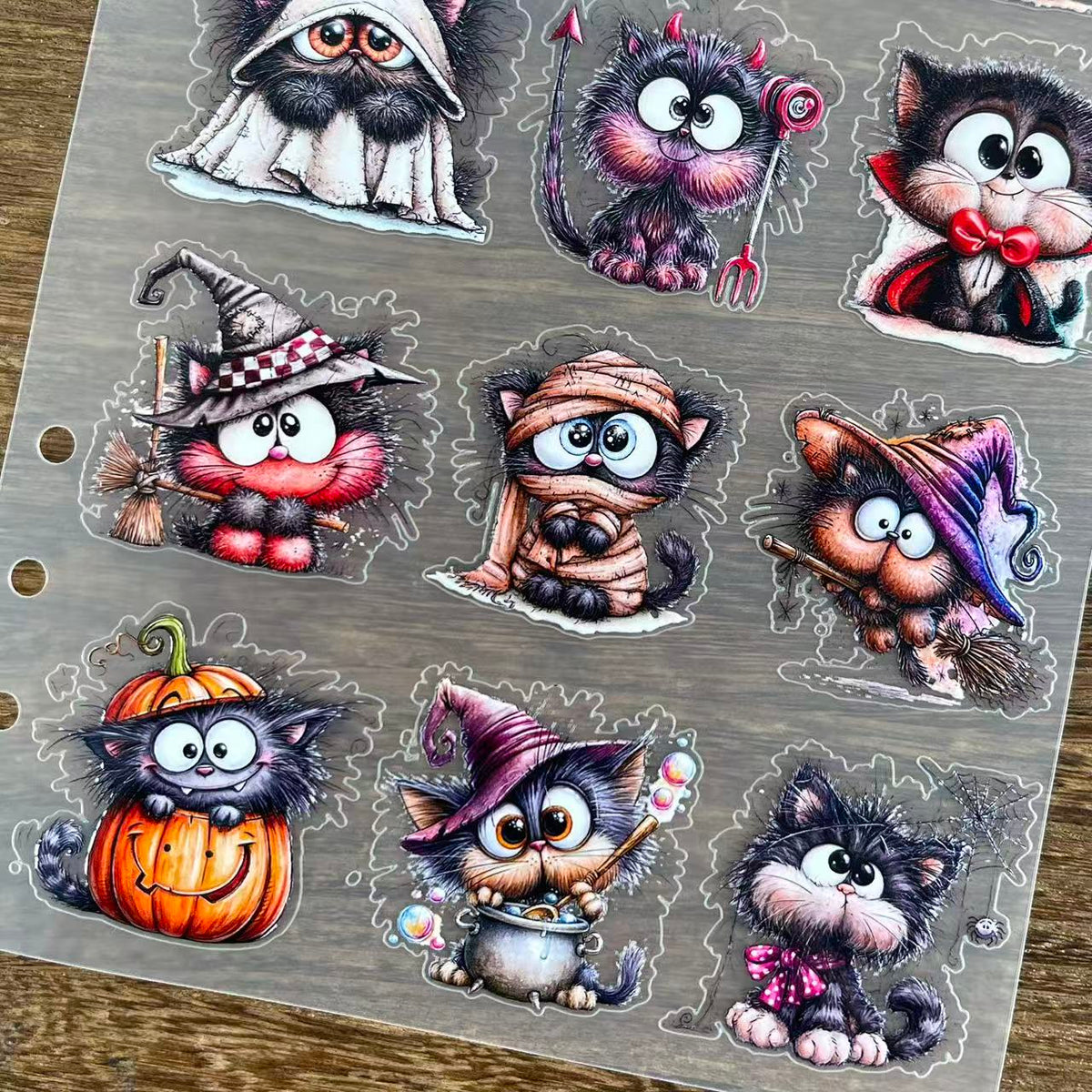 3D Halloween Cats PET Sticker 1 Pcs