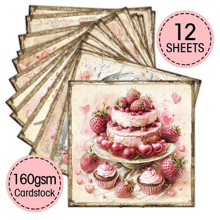 0410 Valentine's Day Romance background paper -12Pcs each pack