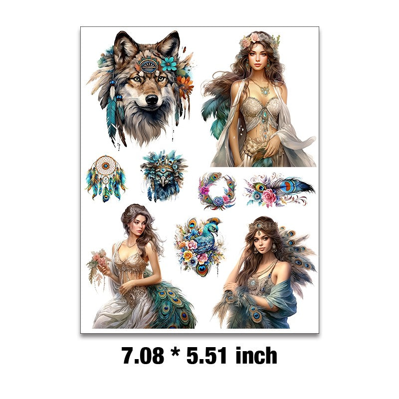 E-3- Bohemian Stickers Embossed sticker 1 Pcs