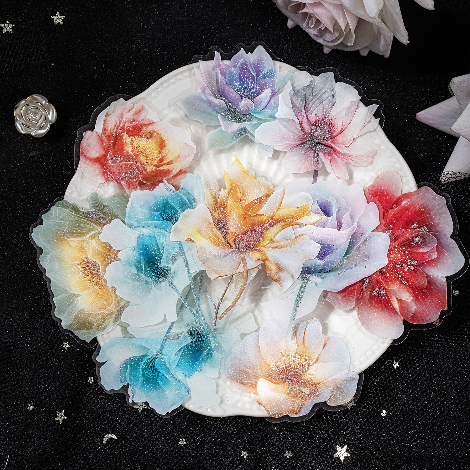 0623 Flower PET Stickers -20Pcs each pack