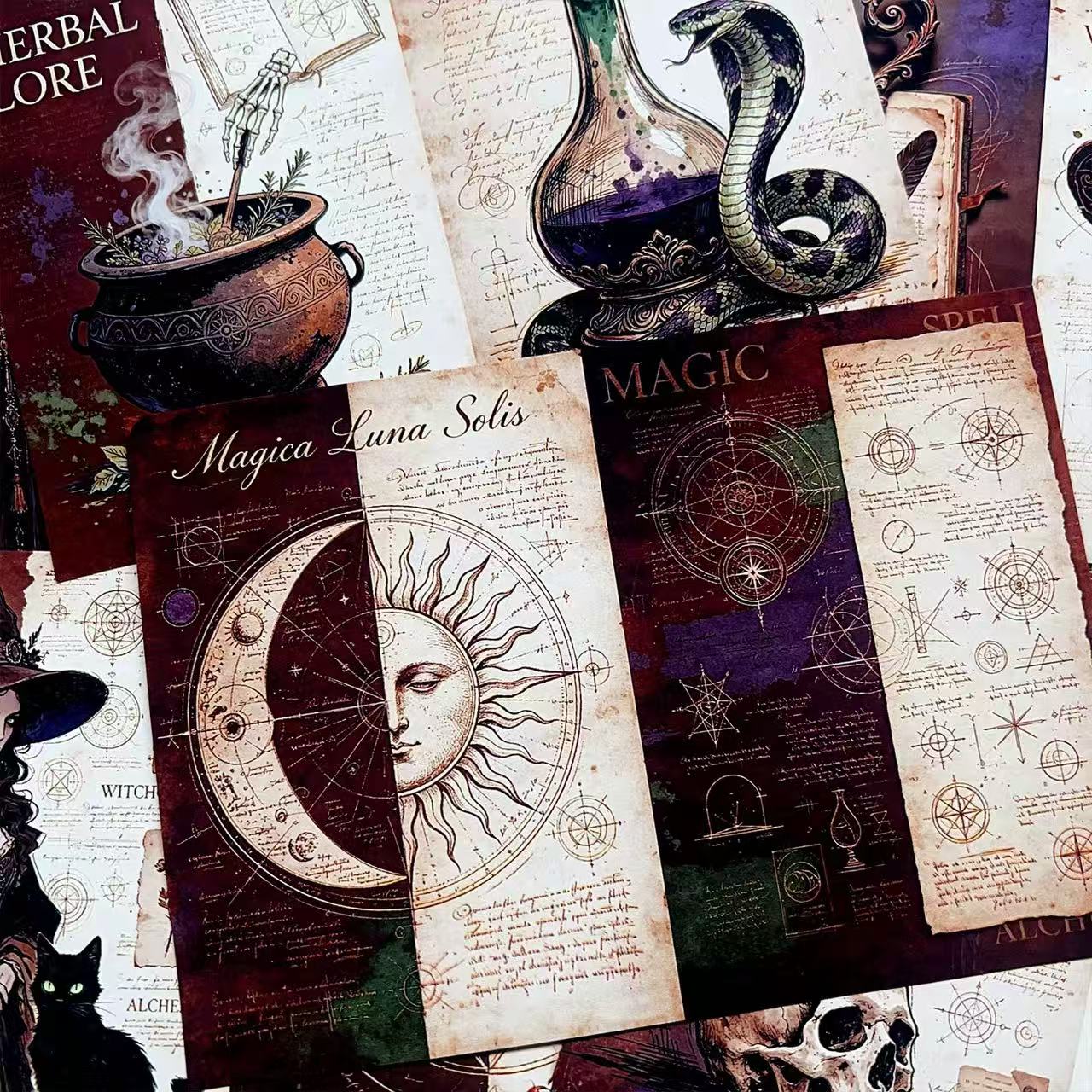 Vintage Magic Witch paper (14cm x 20cm) -6Pcs each pack