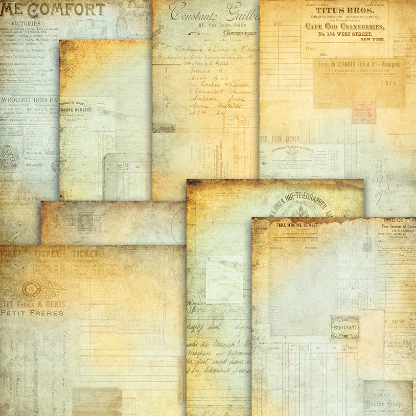 0716 A5 Shabby ephemere background paper  PA5210 -8Pcs each pack