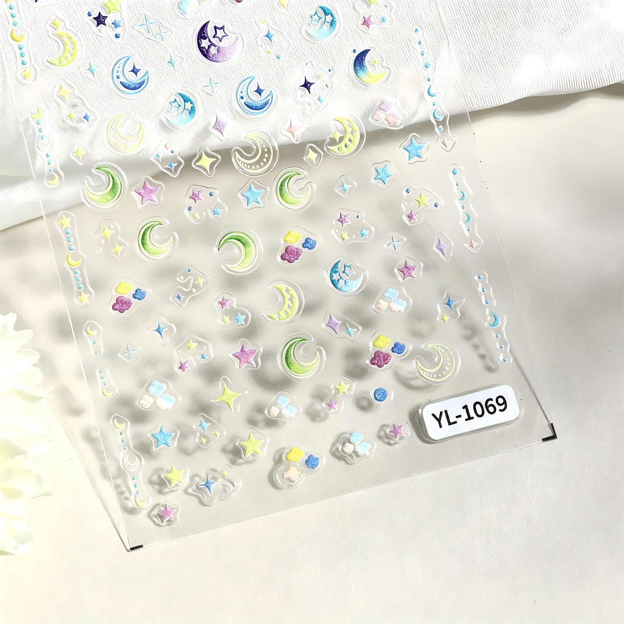 M305- Star and Moon Mini Embossed sticker 1 Pcs