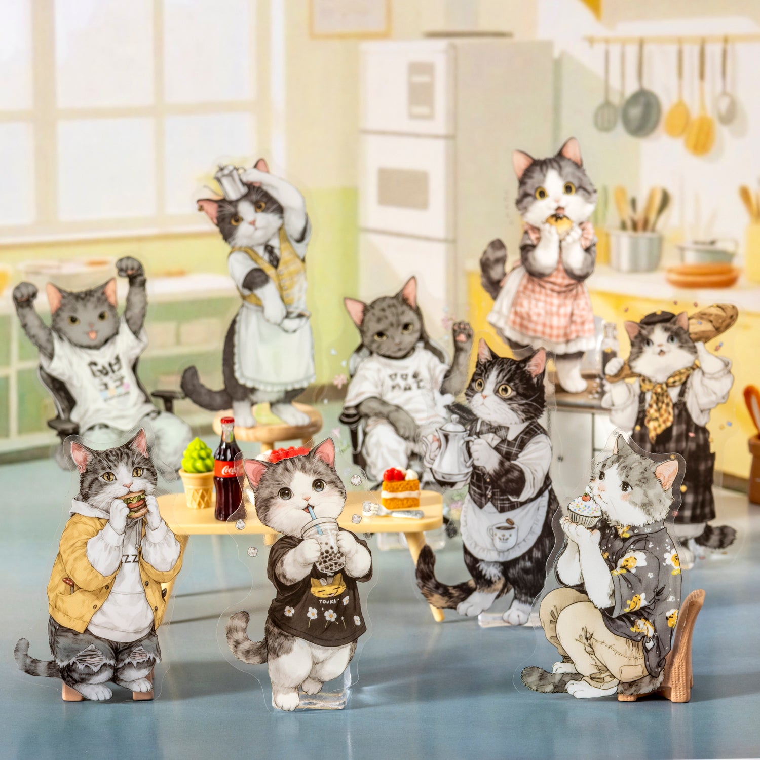 0727 Cat's Club Day PET Sticker -20Pcs each pack